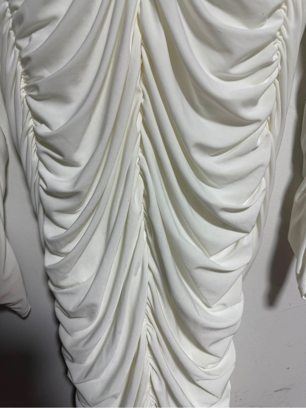 Club L London Seductress White Square Neck Ruched Bodycon Midi Dress UK 14 US 10 - Picture 5 of 13